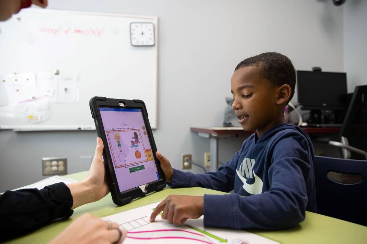 Student in a tutoring session